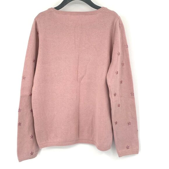 H&M Pink with Sparkle‎ Stars Pullover Crew Neck Knit Girl's Sweater Size 6-8Y - Picture 5 of 6